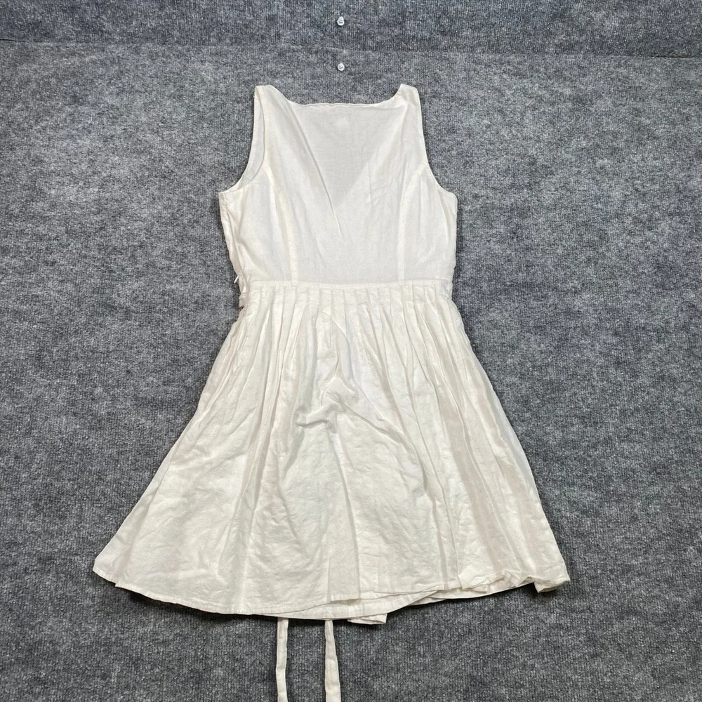 J. Crew White Cotton‎ Sleeveless V-Neck Tie Waist Fit & Flare Dress Size 2